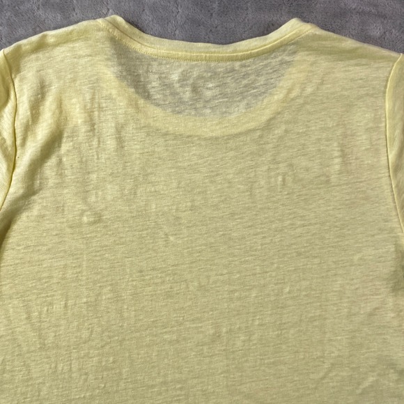 Eileen Fisher T Shirt Top Women Medium Yellow Organic Linen Luxury Preppy Light - Picture 7 of 12